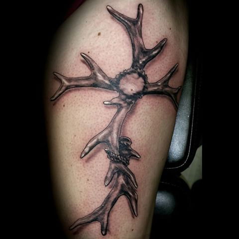 Deer Horn Cross Tattoo Design