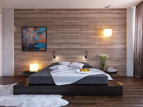Wood frame wall Bedroom interior design-12