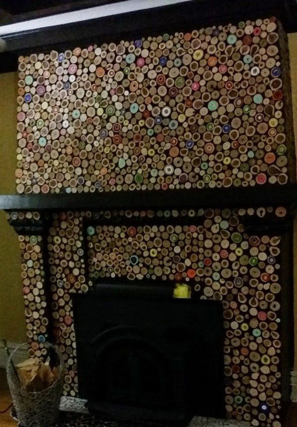 kaimo-mozaikos-medžio slice-wall-art-židinys-mantel-dekoro