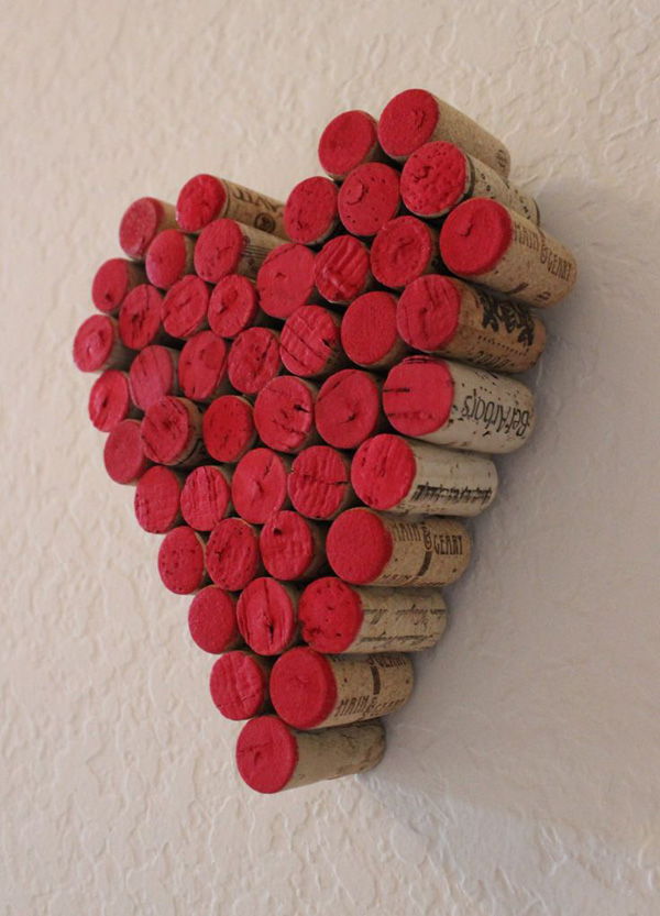 Vino Cork Red Heart Wall Hanging