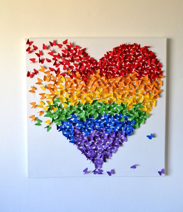 3D Butterfly Wall Art in Rainbow Colors, Rainbow Theme Decor for Nursery Kid's Room, Modern Nursery Ar
