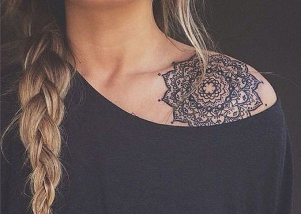 mandala clavicle tattoo for women