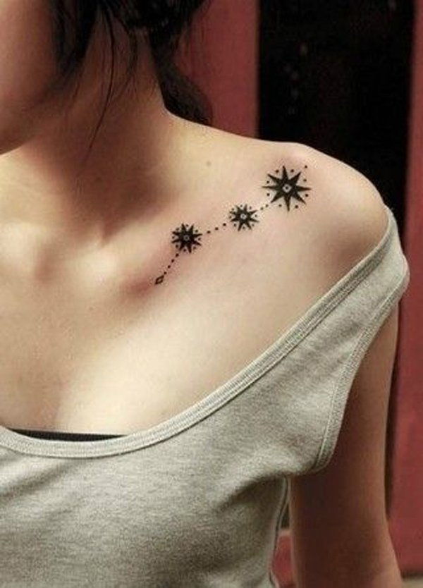 csillagkép tattoo on clavicle