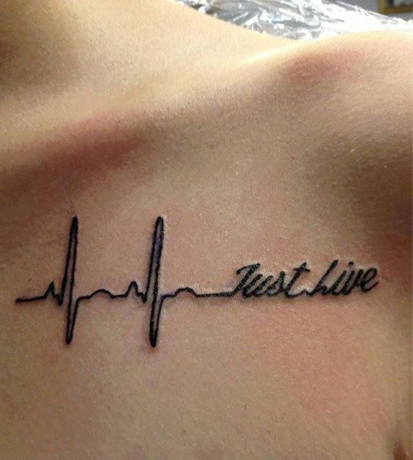Éppen live heart beat clavicle tattoo