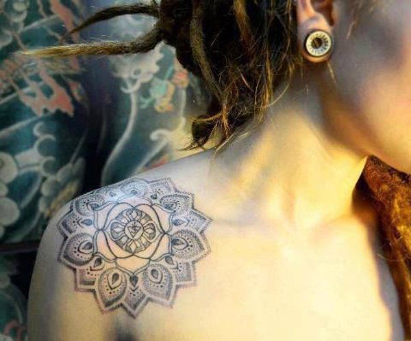 mandala clavicle tattoo