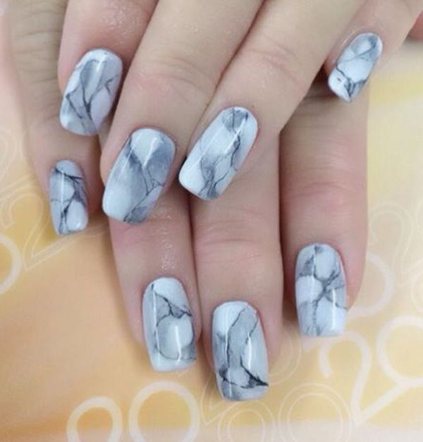 Gray water marble nail