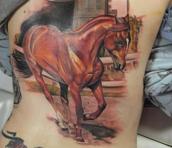 3D horse tattoo for women