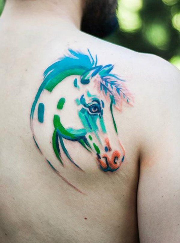 vízfestmény horse tattoo