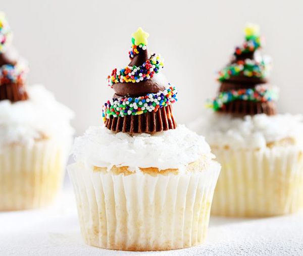 csokoládé karácsonyfa-cupcakes