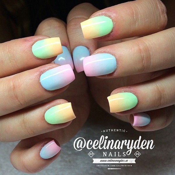Neon Multicolor Gradient Nails