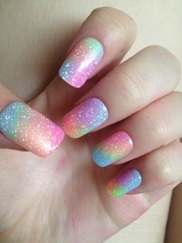 Csillám Ombre Rainbow Nail Art Designs