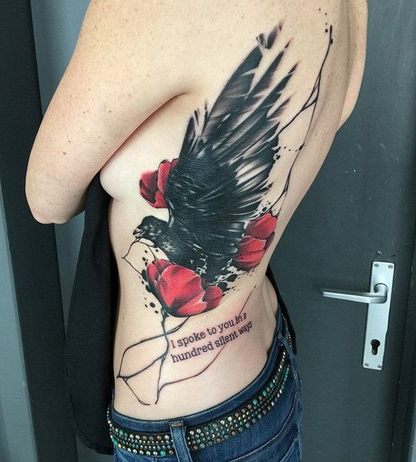 tiho love- bird and rose tattoo