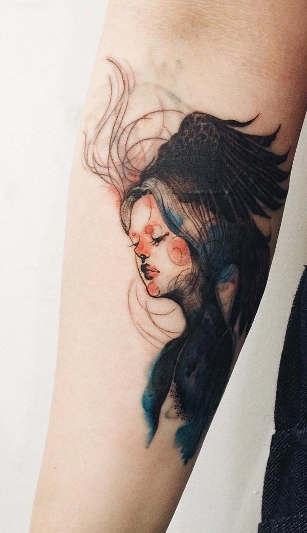iliustracija style girl pottrait sleeve tattoo