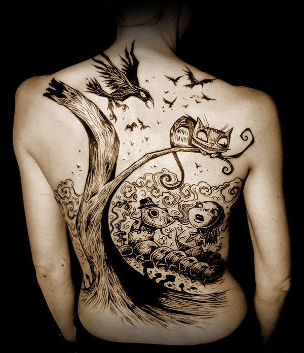iliustracija style back tattoo