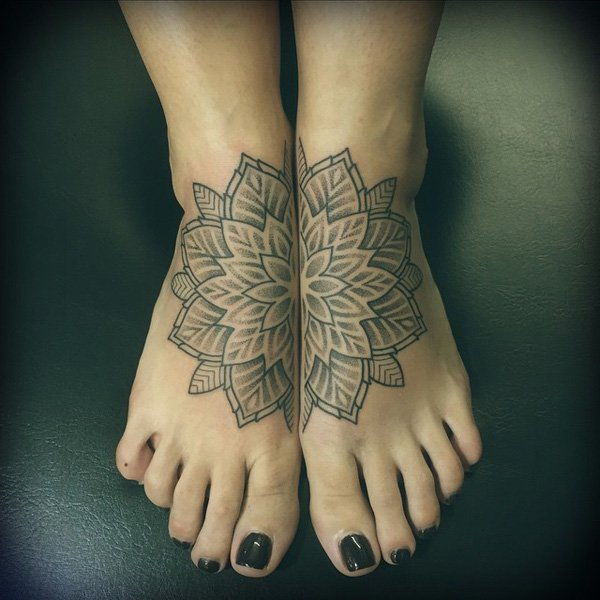 Mandala Tattoo on feet-24