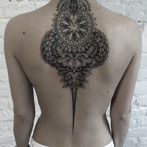 Mandala Back Tattoo for Woman-21