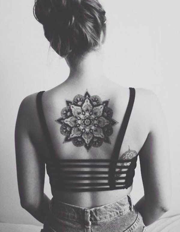 Mandala Back Tattoo for Girl-29