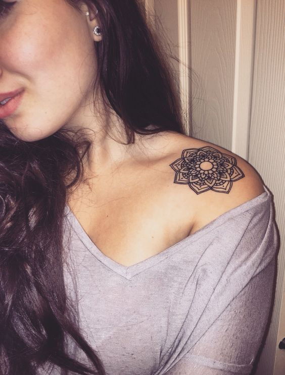 Mic mandala shoulder tattoo