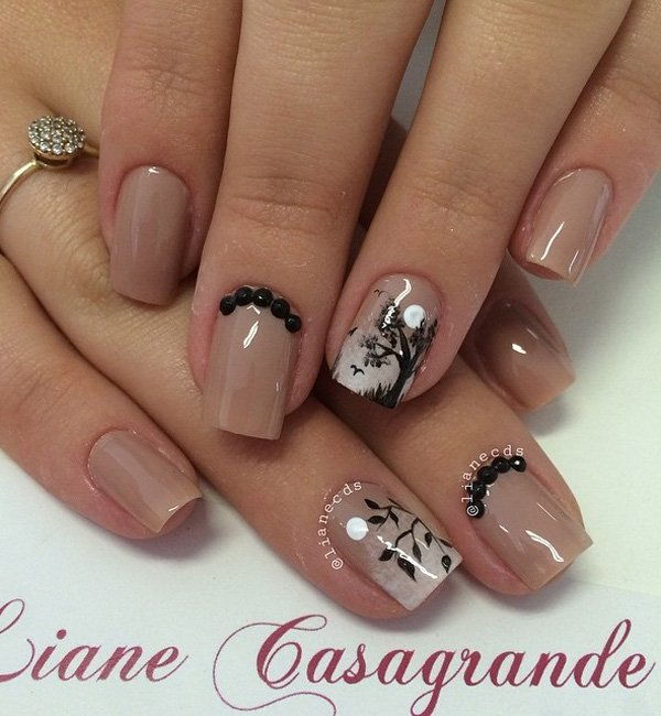 Nude color nail art-1