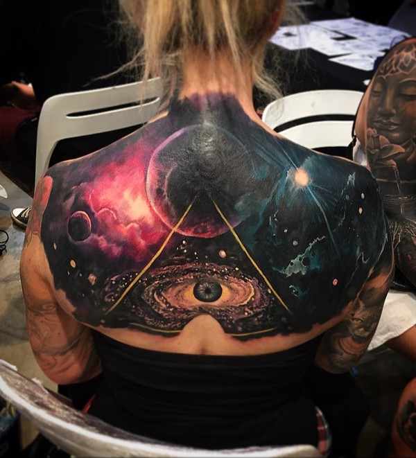 misto space back tattoo for women