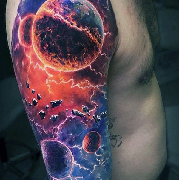 mens 3d outer space tattoo