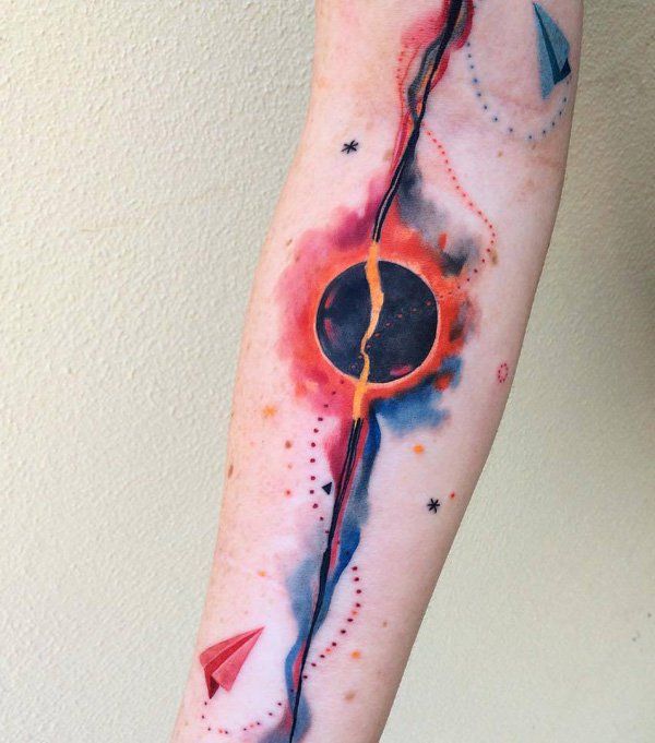 acuarelă space sleeve tattoo