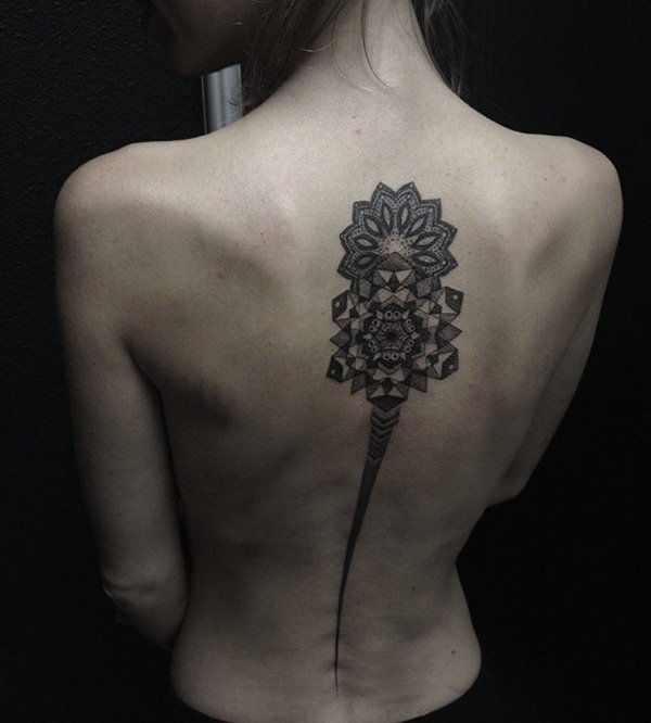 Mandala spine tattoo-14
