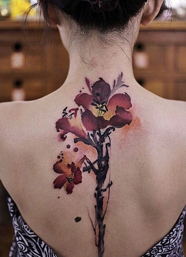 Gėlė spine tattoo-6