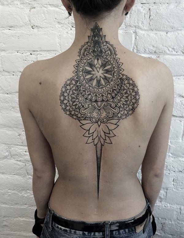 Mandala spine tattoo-13