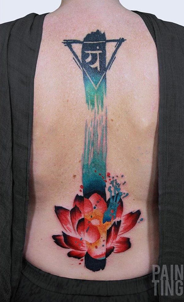 Lotus spine tattoo-8