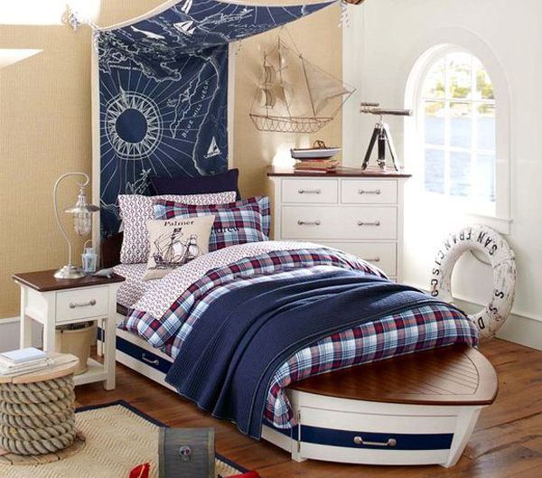 Nautic room for kids navy and white