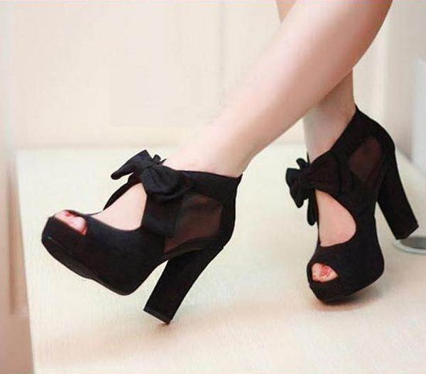srčkan bowknot high-heeled shoes