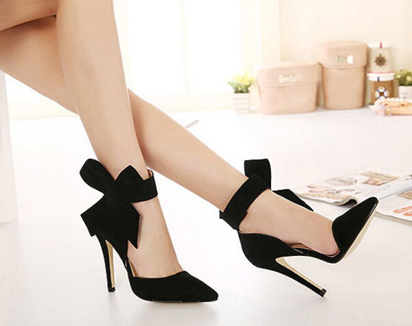 Moda womens shoes pointed toe big bowtie thin heels high heels sandals shoes female wedding