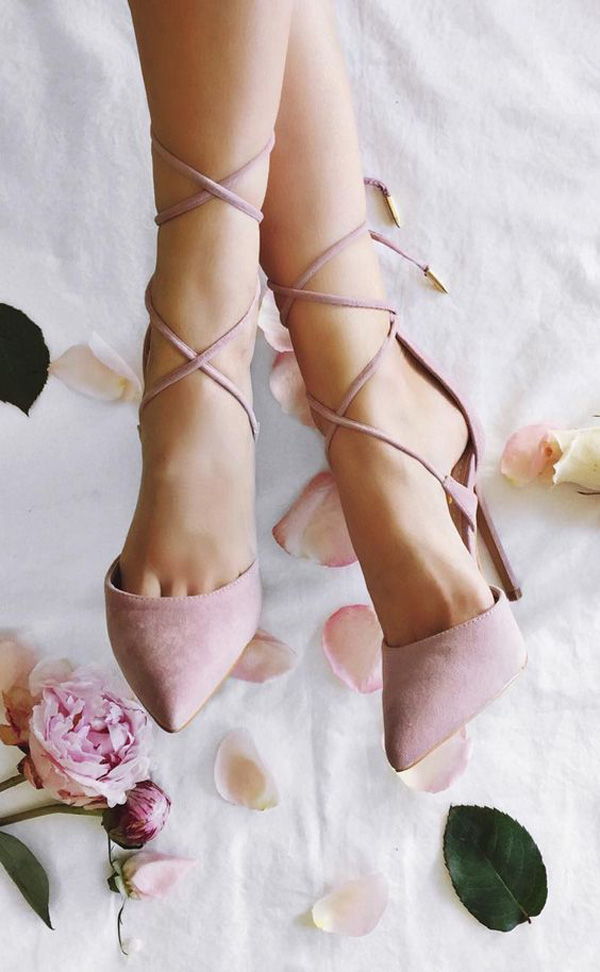 Michele Dusty Rose Lace-Up Heels
