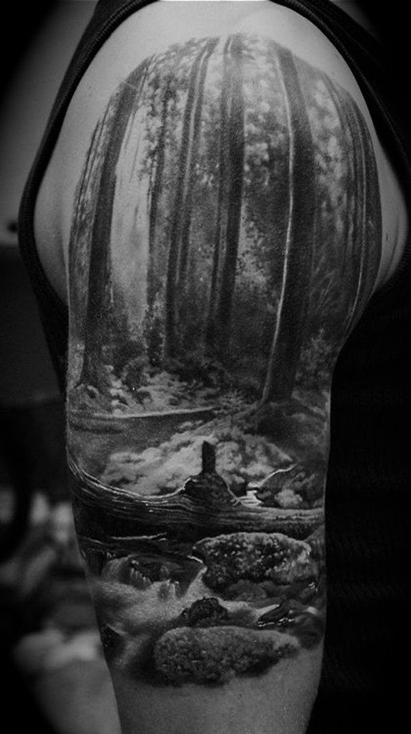 forest tattoo on sleeve-11