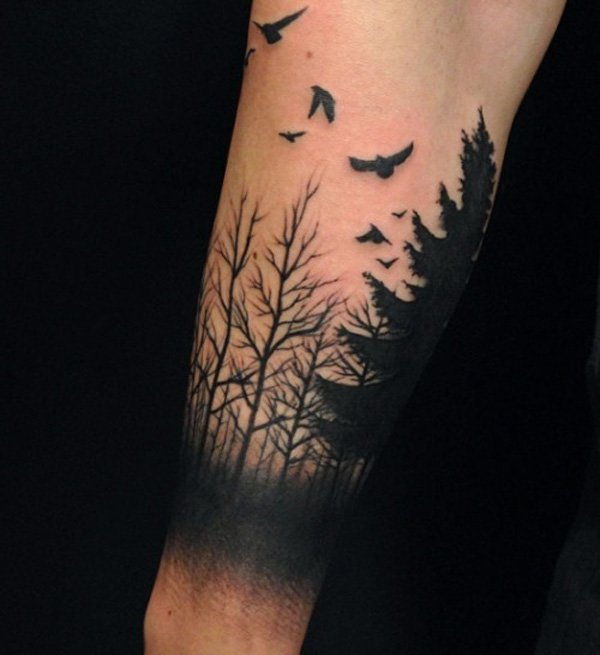 forest and birds tattoo-17