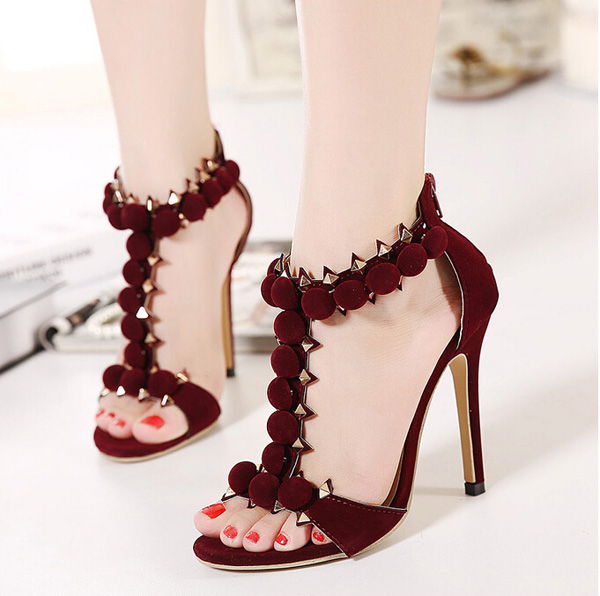 2016 m New Summer Style Women's high heels Rivets Sandals Ladies Celebrity Party Wedding Pumps Platform Shoes