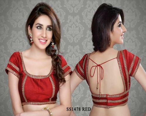 Saree Blouse Designs-Red Blouse with Zari 7
