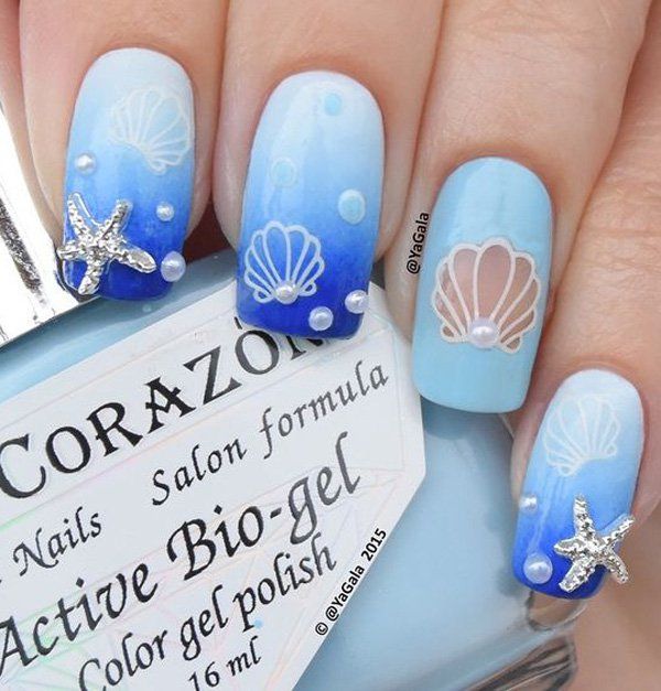 blue seashell nail art-2