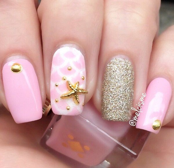 cut pink seashell nail art-1