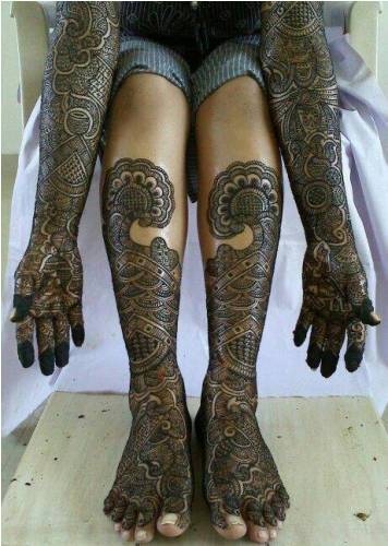 Indian bridal premium mehndi design for arms and legs