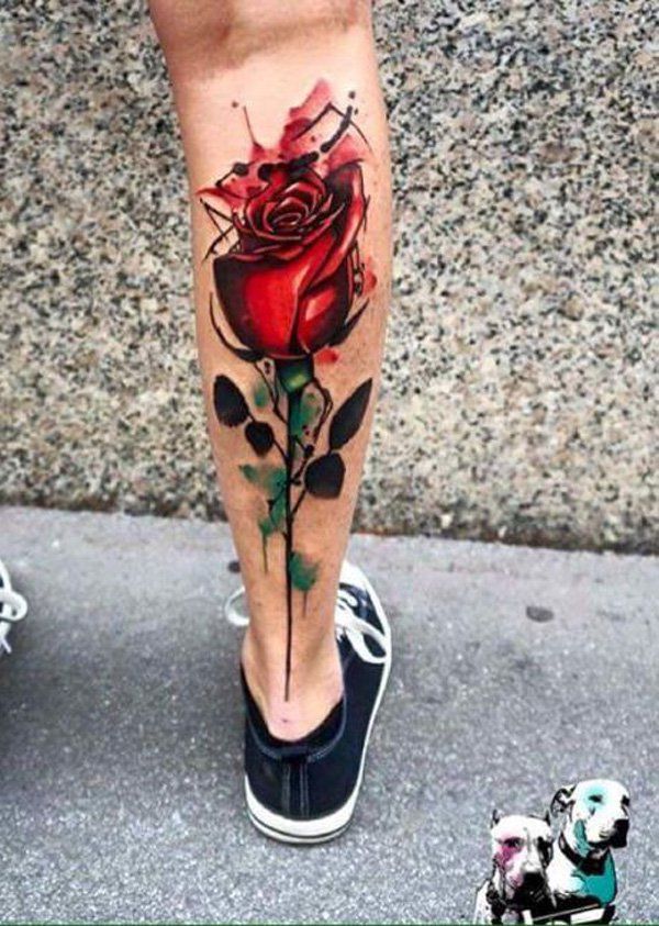 Rose calf tattoo-42