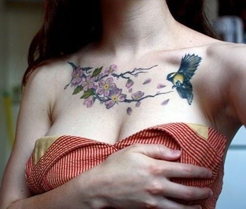 nature tattoo for the breasts