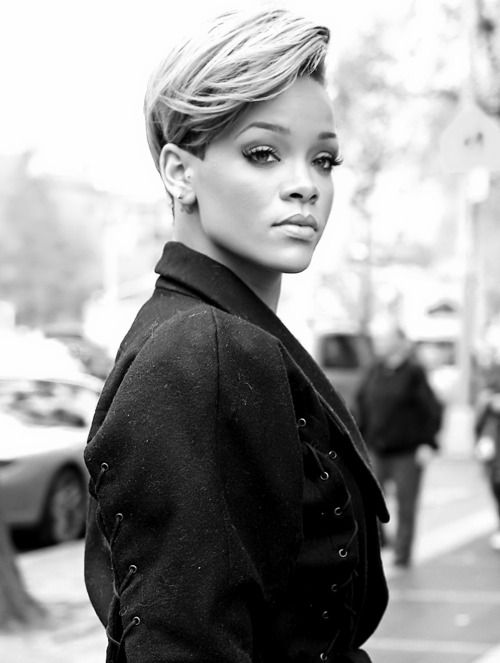 Rihanna Side Swept Bangs: Styled High