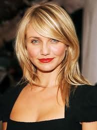 Cameron Diaz Side Swept Bangs: Long and Highlighted
