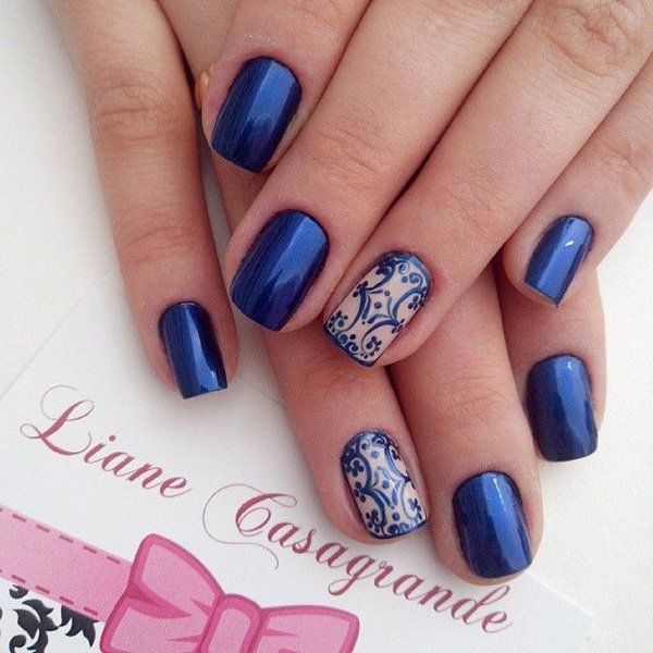 Blue and lace nail art-6