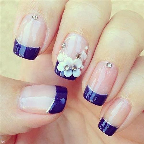 Kék french nail design-29