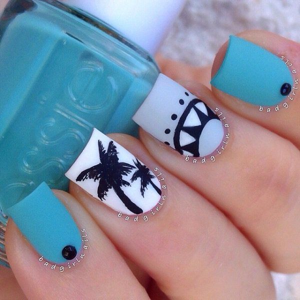 Summer blue nail design-28