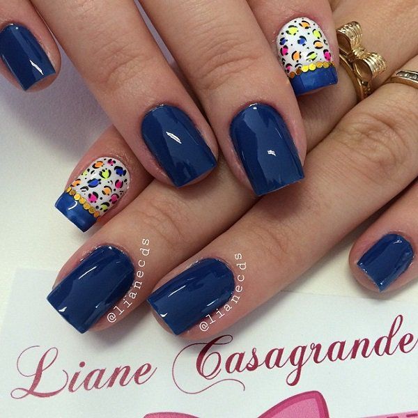 Blue with leopard nail art-21