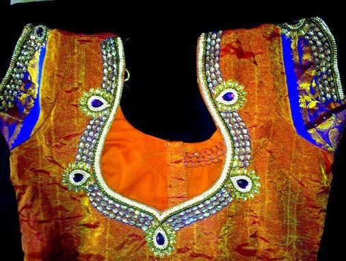 Pattu blouse with Kundan work -26